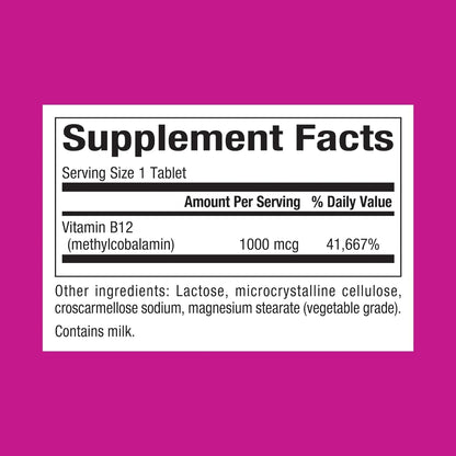 Natural Factors Vitamin B12 Methylcobalamin 1,000 mcg Quick Dissolving Tablets