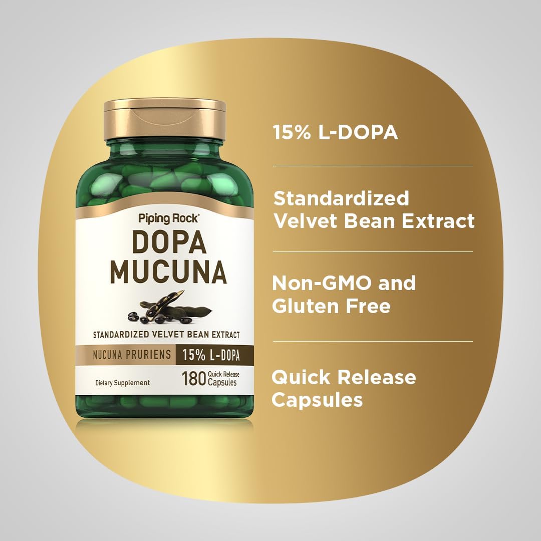 Piping Rock DOPA Mucuna Capsules, 180 Capsules – 15% L-DOPA Mucuna Pruriens Extract - görsel 4