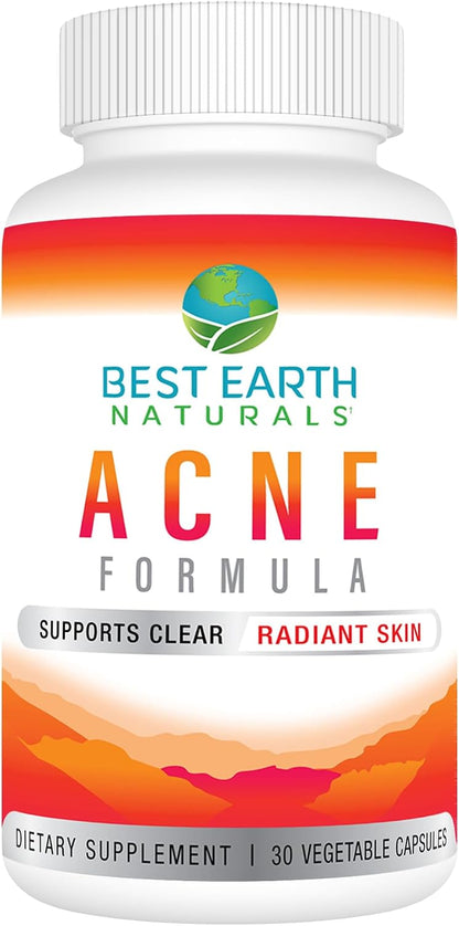 Best Earth Naturals Clear Skin Acne Support Supplement Capsules – 30-Day Supply