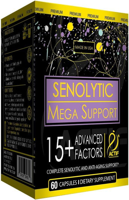 ACTIF Senolytic Support with 15+ Advanced Factors – Non-GMO, Fast-Acting, Made in USA, 60 Count