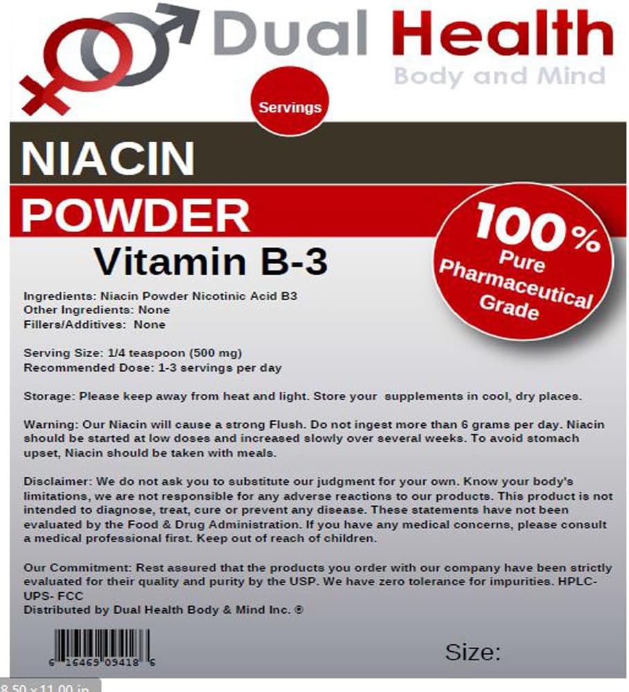 Niacin Powder (2 lb / 907 g) - Vitamin B3 Bulk Supplement, Immediate Release with Flush, Non-GMO, Vegan - görsel 3