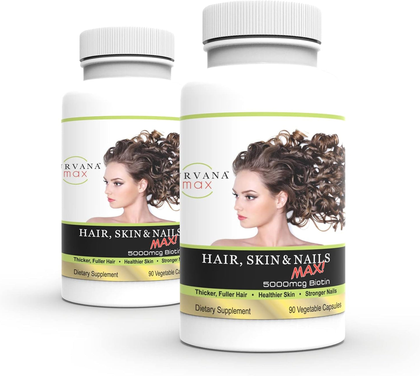 Wellgenix Purvana MAX Hair, Skin & Nails Food Supplement - 5000mcg Biotin with MSM & B-Complex, 180 Vegan Capsules (2-Pack) - görsel 1