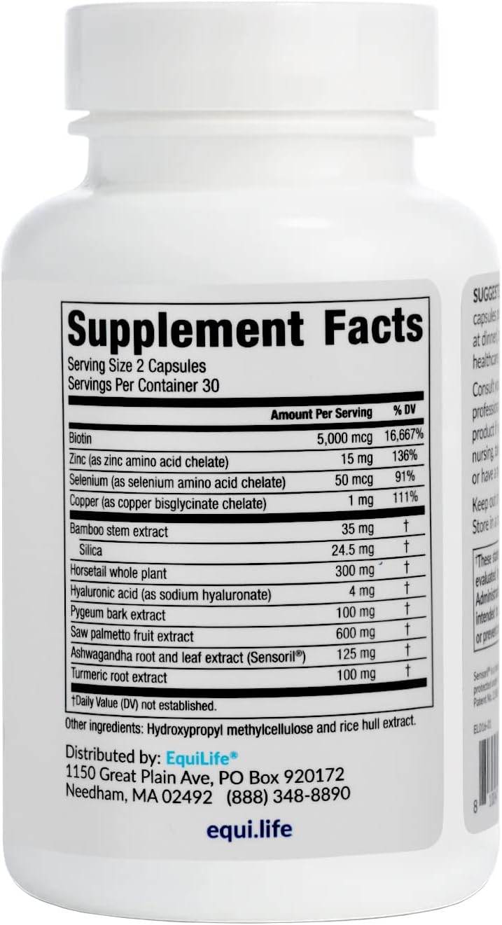 Equilife Daily Hair Support Supplement, Blend with Biotin, 60 Capsules - görsel 3
