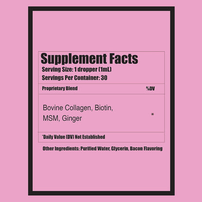 Collagen for Dogs – Liquid Collagen Supplement – Skin and Coat Support – Dog Collagen Drops – 1 fl oz (30 ml) – Bacon Flavour