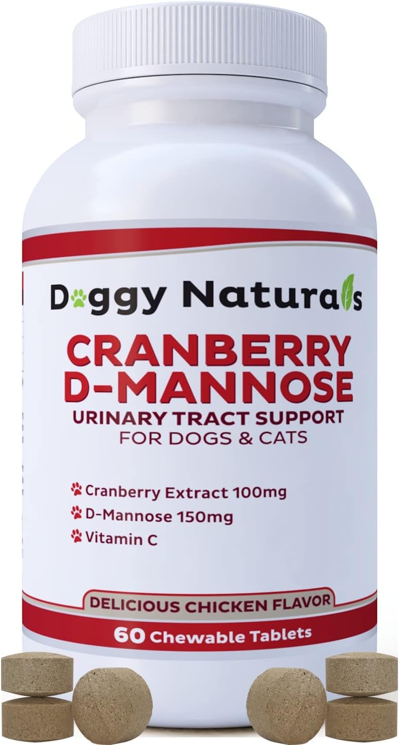 Doggy Naturals Cranberry D-Mannose for Dogs and Cats - Chicken Liver Flavoured Chewable Tablets - Urinary Tract Health Support (60 Count) - görsel 1