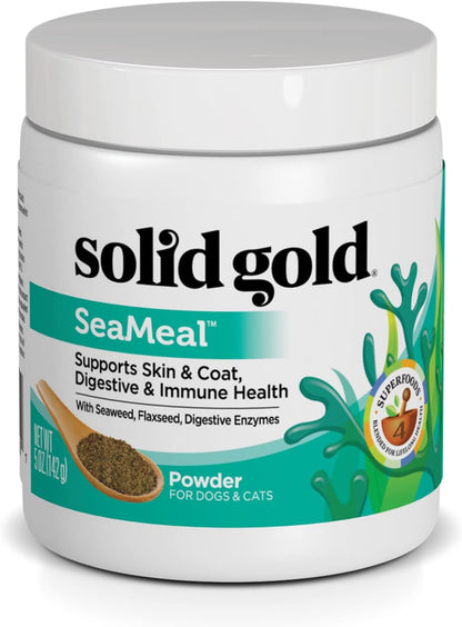 Solid Gold Cat & Dog Multivitamin Powder - SeaMeal Kelp-Based Supplement with Omega 3 - 1 lb