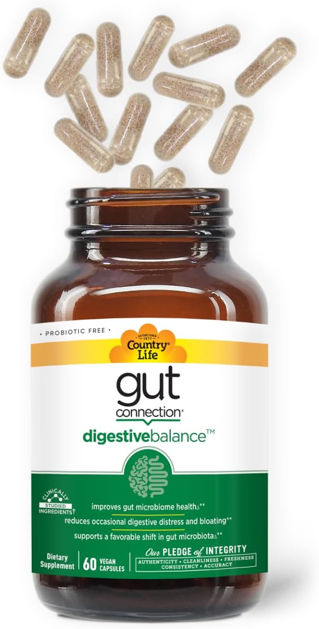 Country Life Gut Connection Digestive Balance – Prebiotic & Digestive Supplement for Gut Health (60 Capsules) - görsel 2