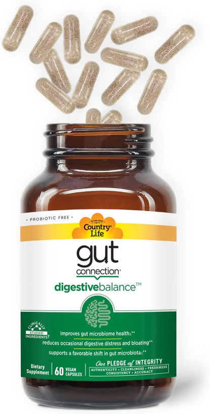 Country Life Gut Connection Digestive Balance – Prebiotic & Digestive Supplement for Gut Health (60 Capsules)