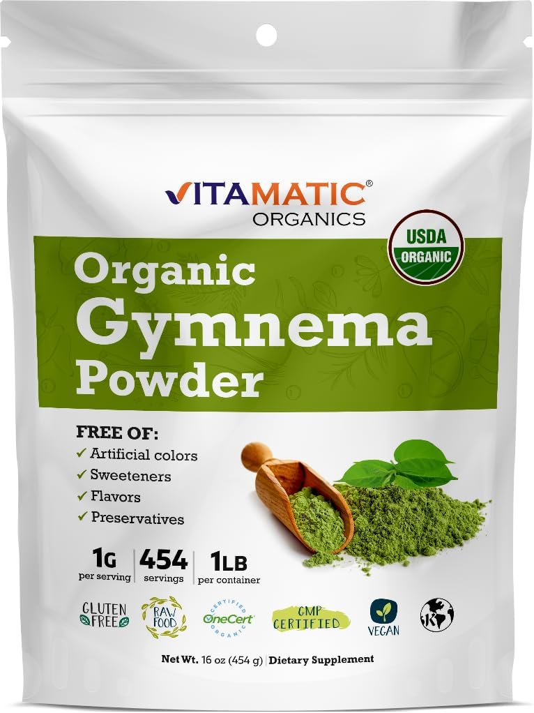 Vitamatic Certified Organic Gymnema Leaf Powder – 454g – Natural Herbal Support for Overall Wellness - görsel 1