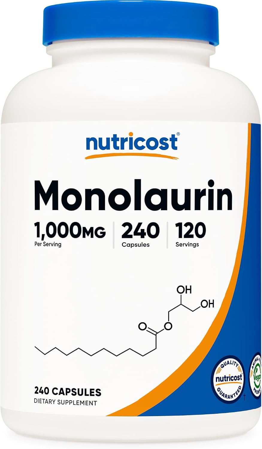 Nutricost Monolaurin 1000 mg - 240 Capsules (120 Servings) - Gluten-Free, Non-GMO, Vegan - görsel 1