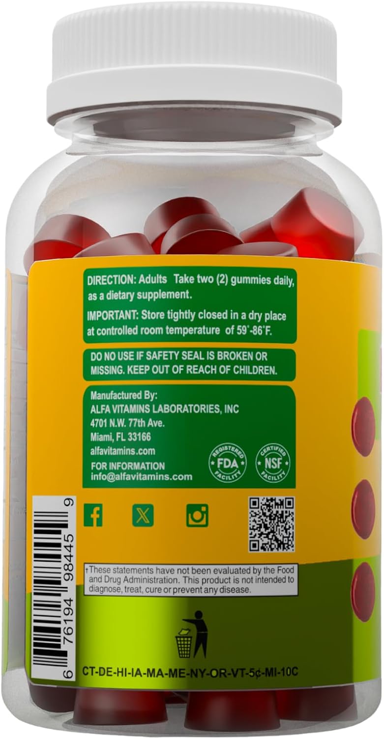 ALFA VITAMINS Biotin Gummies – 5000mcg for Hair, Skin and Nails – 60 Gummies - görsel 3