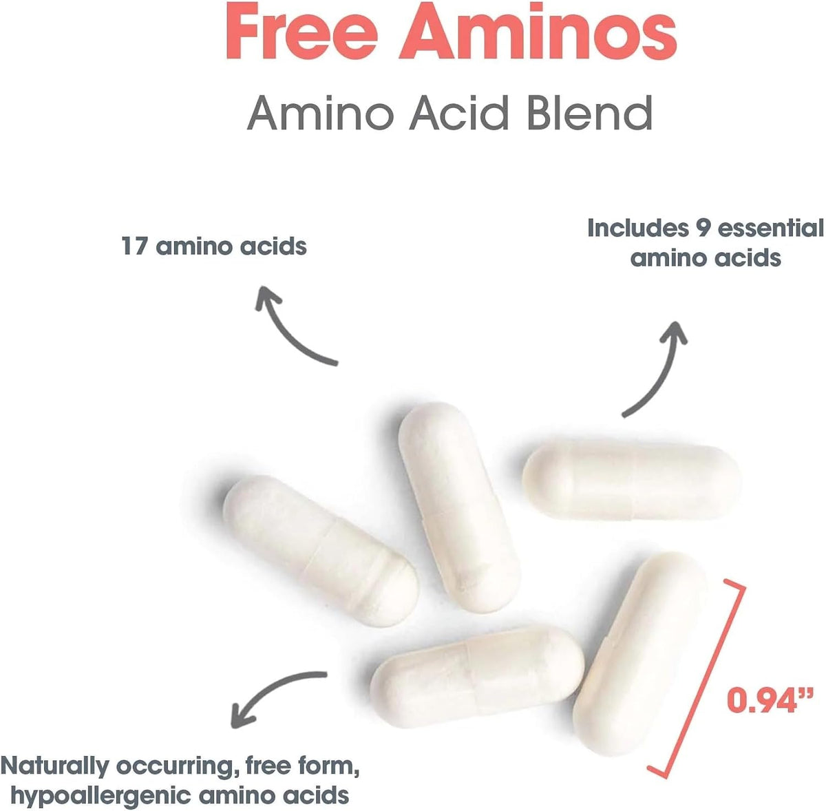 Nutricology Free Aminos - Essential Amino Acids Complex - 17 Free Form Blend with 5-HTP - Muscle & Healthy Metabolism Support - Vegetarian - 100 Capsules - görsel 4