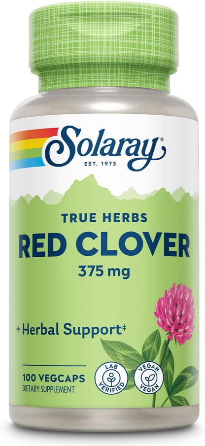 SOLARAY Red Clover 375 mg | Traditional Herbal Support for Women | Non-GMO & Vegan | 100 VegCaps