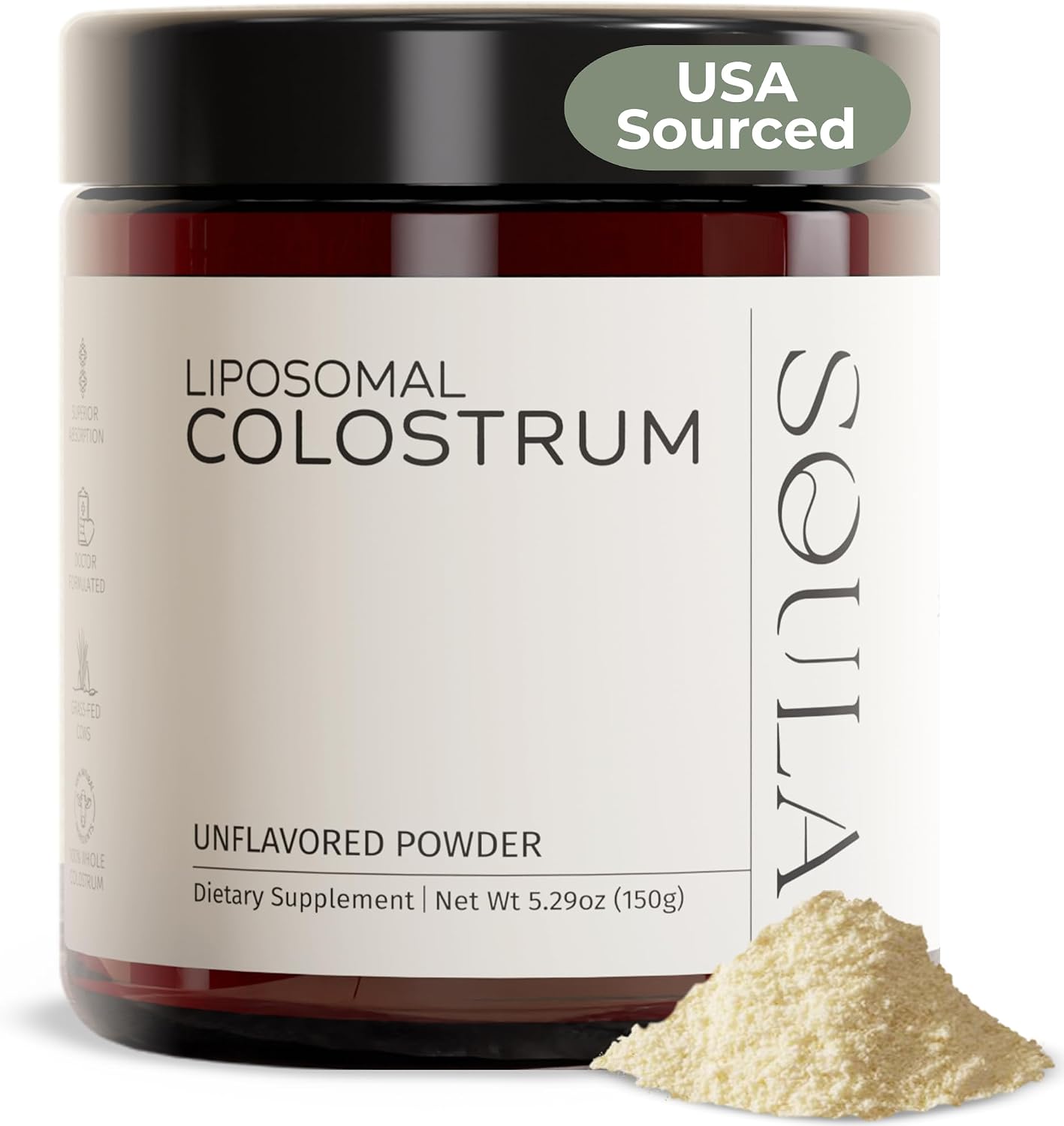 SOULA Liposomal Whole Colostrum Supplement Powder – Grass-Fed, First Milking, 60 Servings - görsel 1