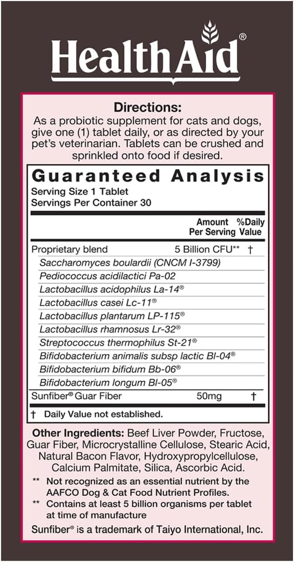 HealthAid PetProbio 5 Billion CFU Probiotic for Cats & Dogs – 10-Strain Once-Daily Digestive Support – Natural Beef, Liver & Bacon Flavour – Non-GMO, Gluten-Free - görsel 3