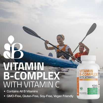 Bronson Vitamin B Complex with Vitamin C - 250 Vegetarian Capsules