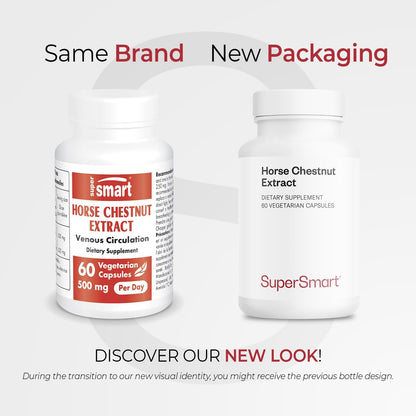 Supersmart Horse Chestnut Extract 500mg per Day (20% Aescin) - Supports Normal Venous Circulation - Non-GMO & Gluten-free - 60 Vegetarian Capsules