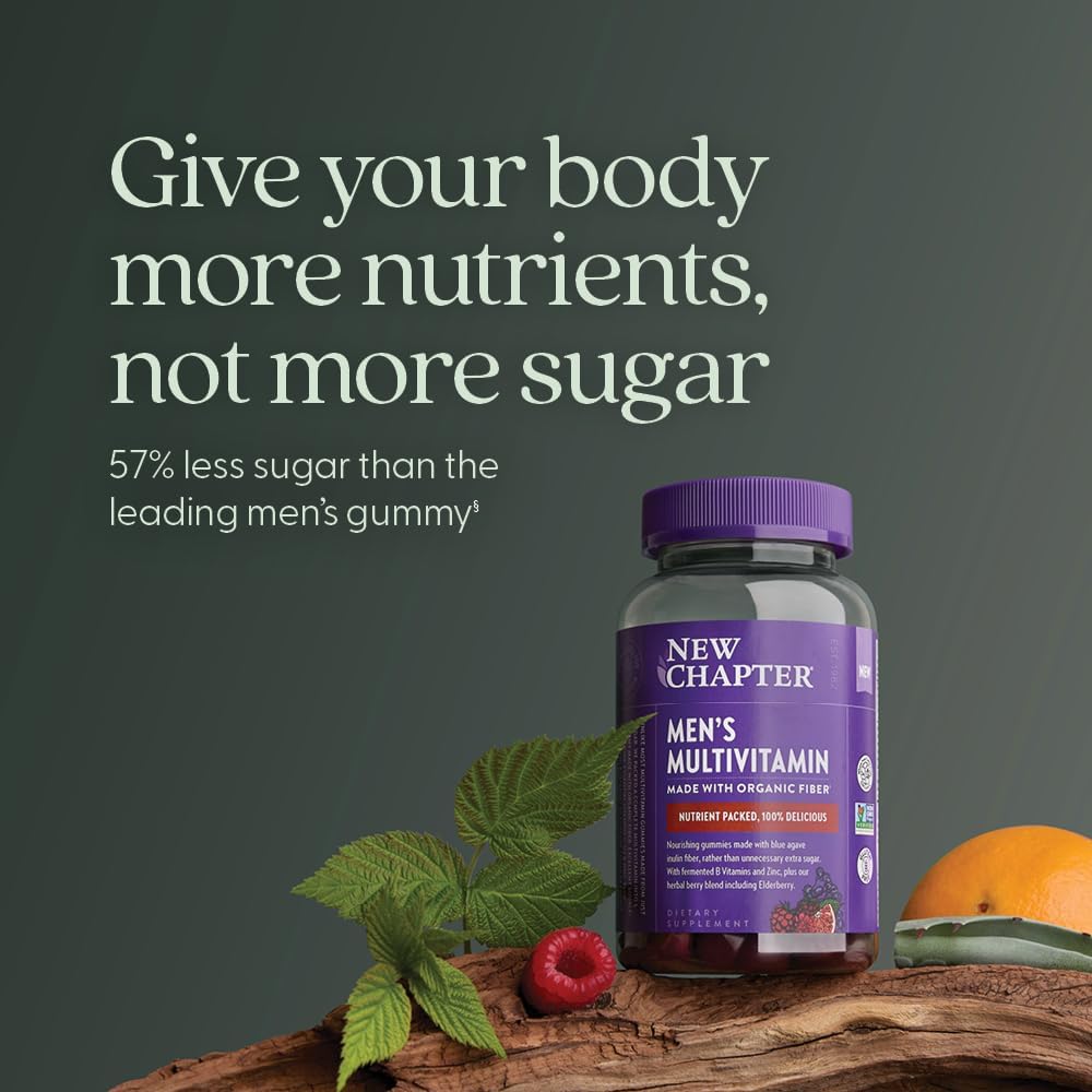 New Chapter Men's Multivitamin Gummies - 57% Less Sugar, Berry-Citrus, 75 Gummies - görsel 3