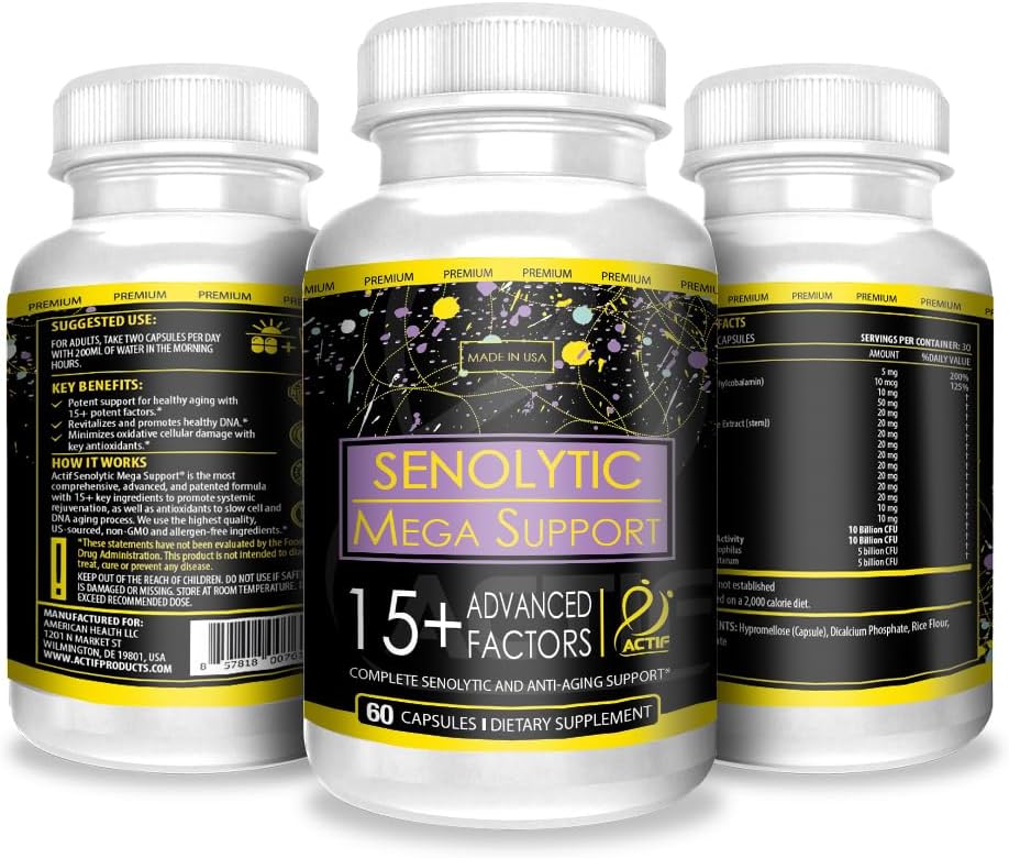 ACTIF Senolytic Support with 15+ Advanced Factors – Non-GMO, Fast-Acting, Made in USA, 60 Count - görsel 4