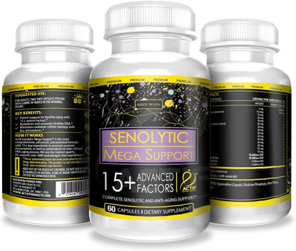 ACTIF Senolytic Support with 15+ Advanced Factors – Non-GMO, Fast-Acting, Made in USA, 60 Count