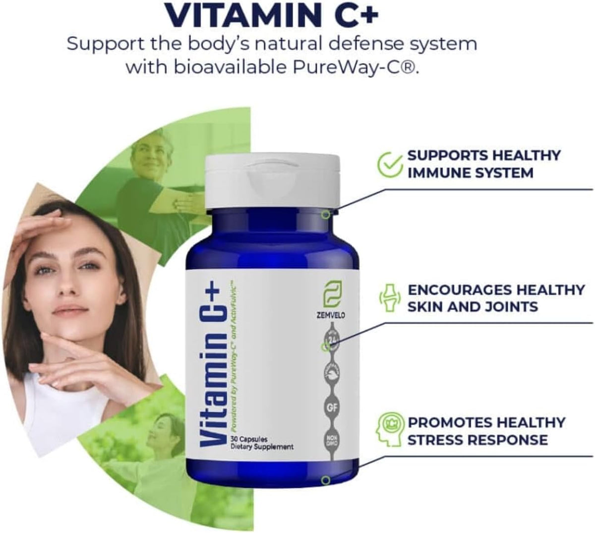 Vitamin C Food Supplement – Immune Support – Skin & Joint Health – 30 Day Supply - görsel 2