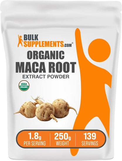 BulkSupplements.com Organic Maca Root Extract Powder – Vegan & Gluten-Free, 250g