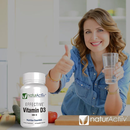 Organic Vitamin D3 125 mcg (5,000 IU) Pro Strength Micro-Capsules - Supports Bone, Muscle, and Immune Health - Easy Swallow, Fast Absorption - naturActiiv