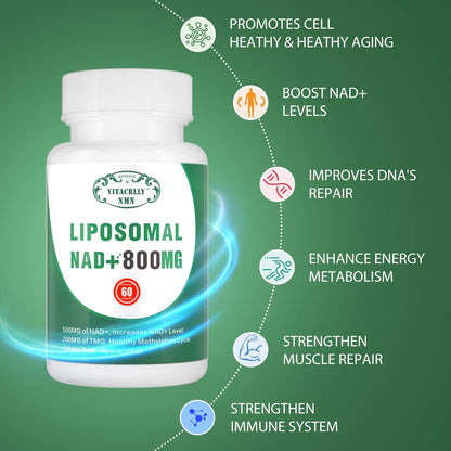 NAD+ Supplement Liposomal NAD+ Plus 800MG Nicotinamide Riboside Alternative for Cell Energy, Healthy Ageing and Muscle Repair 60 Capsules