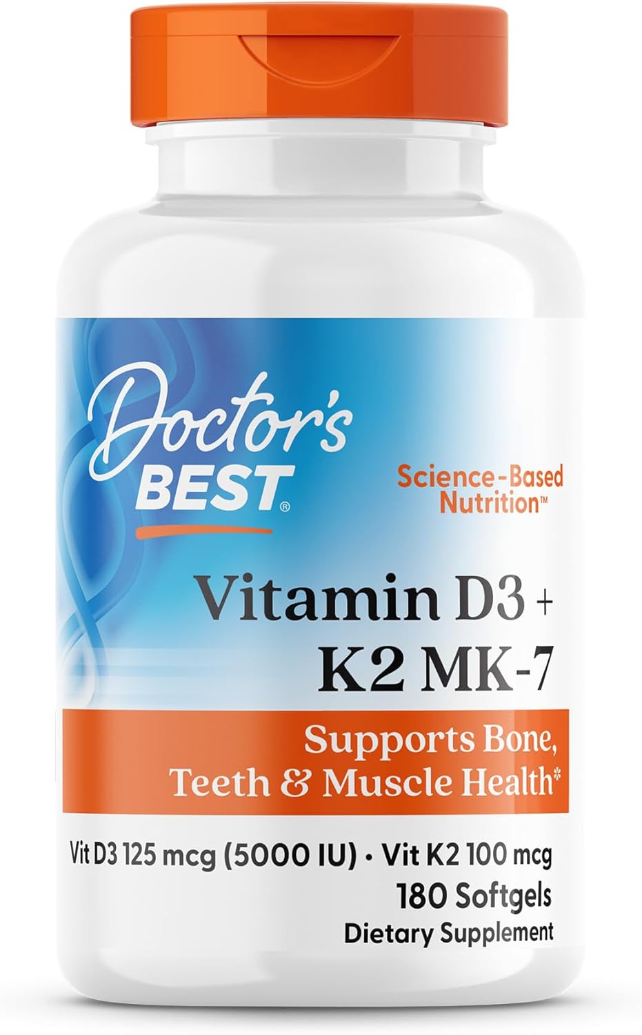 Doctor's Best Vitamin D3 and K2 Supplement for Men & Women - Vitamin D3 5000 IU + K2 as MK-7, Bone Health Support, Gluten-free, Non GMO, Vegetarian Capsules - 60 Veg Caps - görsel 7