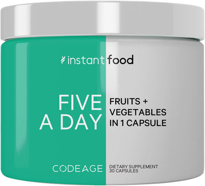 Codeage Instantfood Five A Day, Fruits and Vegetables Nutrients, 30 Capsules