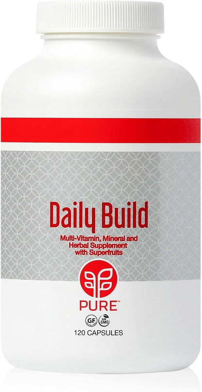 PURE Daily Build | 120 Capsules | Advanced Multivitamin Supplement with Essential Vitamins, Minerals and Superfruits