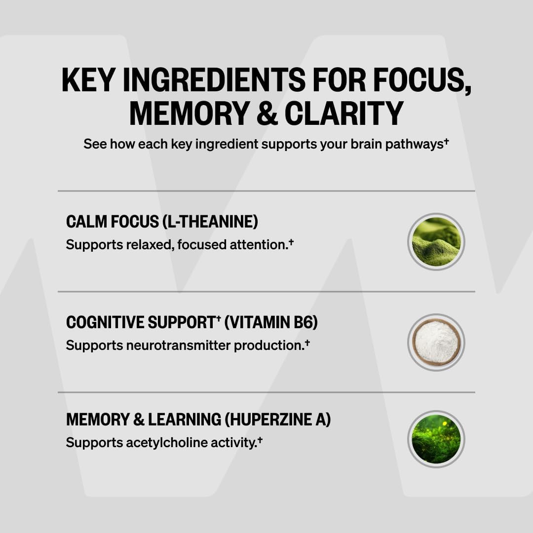 ONNIT Alpha Brain Nootropic Brain Supplement for Focus, Memory, Mental Clarity, Cognitive Support with L-Theanine and Vitamin B6, 30 Capsules - görsel 8