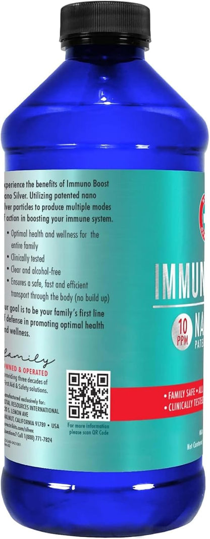 Be Smart Get Prepared Nano Silver Immuno Boost - 473 ml - Daily Immune Support for the Family - Gluten-free, Vegetarian - Made in USA