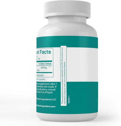 PURE ORIGINAL INGREDIENTS Betaine HCL – 100 Capsules – Pure, No Additives, Lab Verified