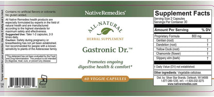 Native Remedies Gastronic Dr. - Natural Herbal Digestive Supplement for Dogs, 60 Veggie Caps