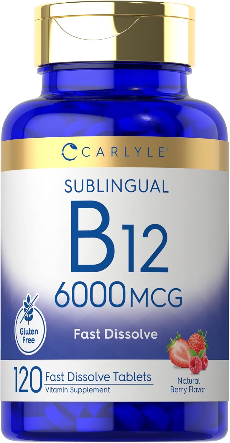 Carlyle Vitamin B12 6000mcg Sublingual Tablets - Natural Berry Flavour - 120 Count - görsel 1