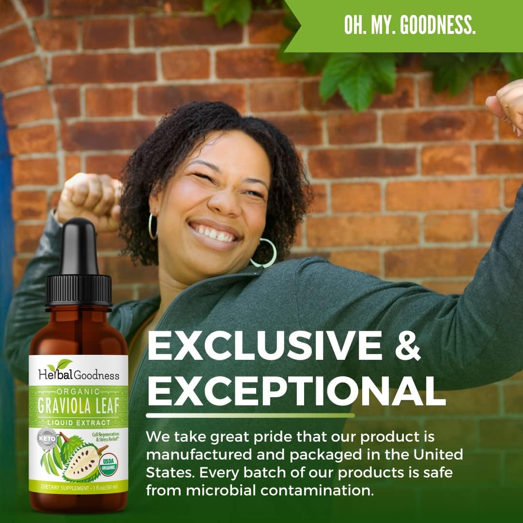 Herbal Goodness Organic Soursop Graviola Leaf Extract 30ml – 15:1 Concentrated Liquid Tincture - görsel 5