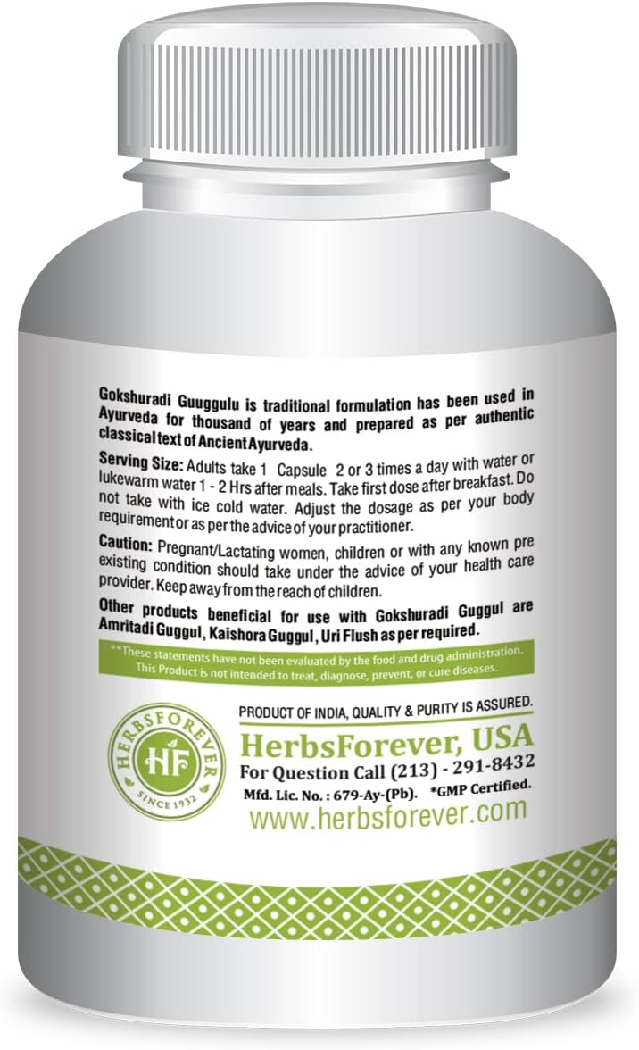 Herbsforever Gokshuradi Guggul – Ayurvedic Kidney & Urinary Support – 90 Veg Capsules - görsel 3