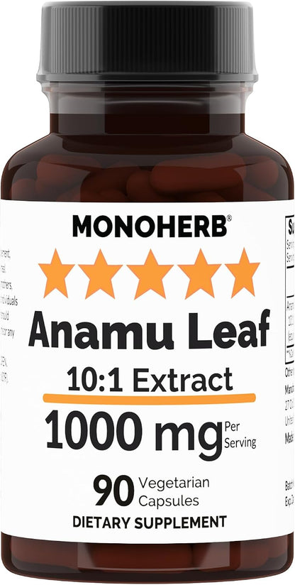 Pure Anamu Leaf 10:1 Extract - 1000 mg per Serving - 90 Capsules