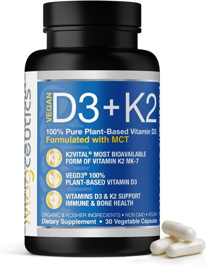 Magceutics Vitamin D3 K2 with MCT, 5000 IU Vegan D3 & 100 mcg MK7 K2 - 30 Capsules