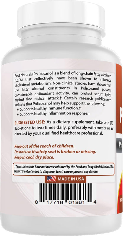 Best Naturals Policosanol 40mg, 120 Tablets - Supports Cardiovascular Health