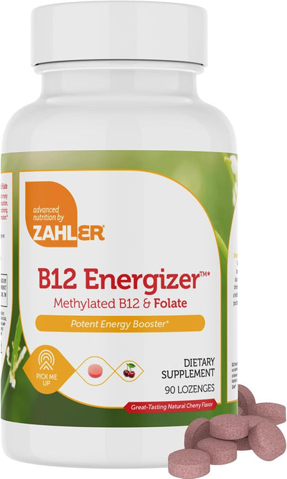 Zahler Energizer+ Vitamin B12 5000 mcg Lozenges, Natural Cherry Flavour, 120 Lozenges