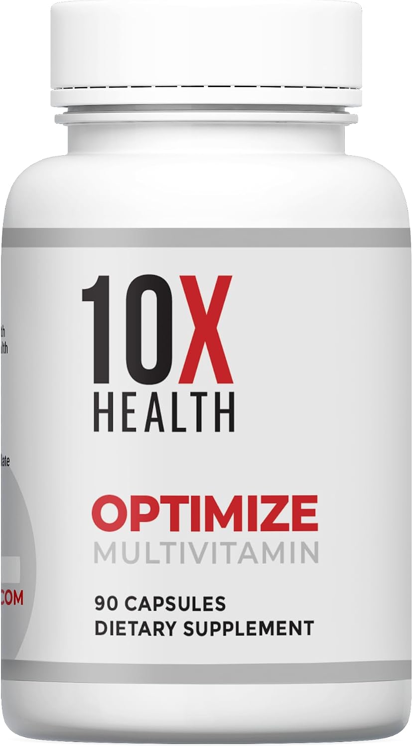 10X Health Optimise Methylated Multivitamin for Men and Women - 90 Capsules, 34-in-1 Formula with 800 mcg B12, 5-MTHF, NAC - görsel 9