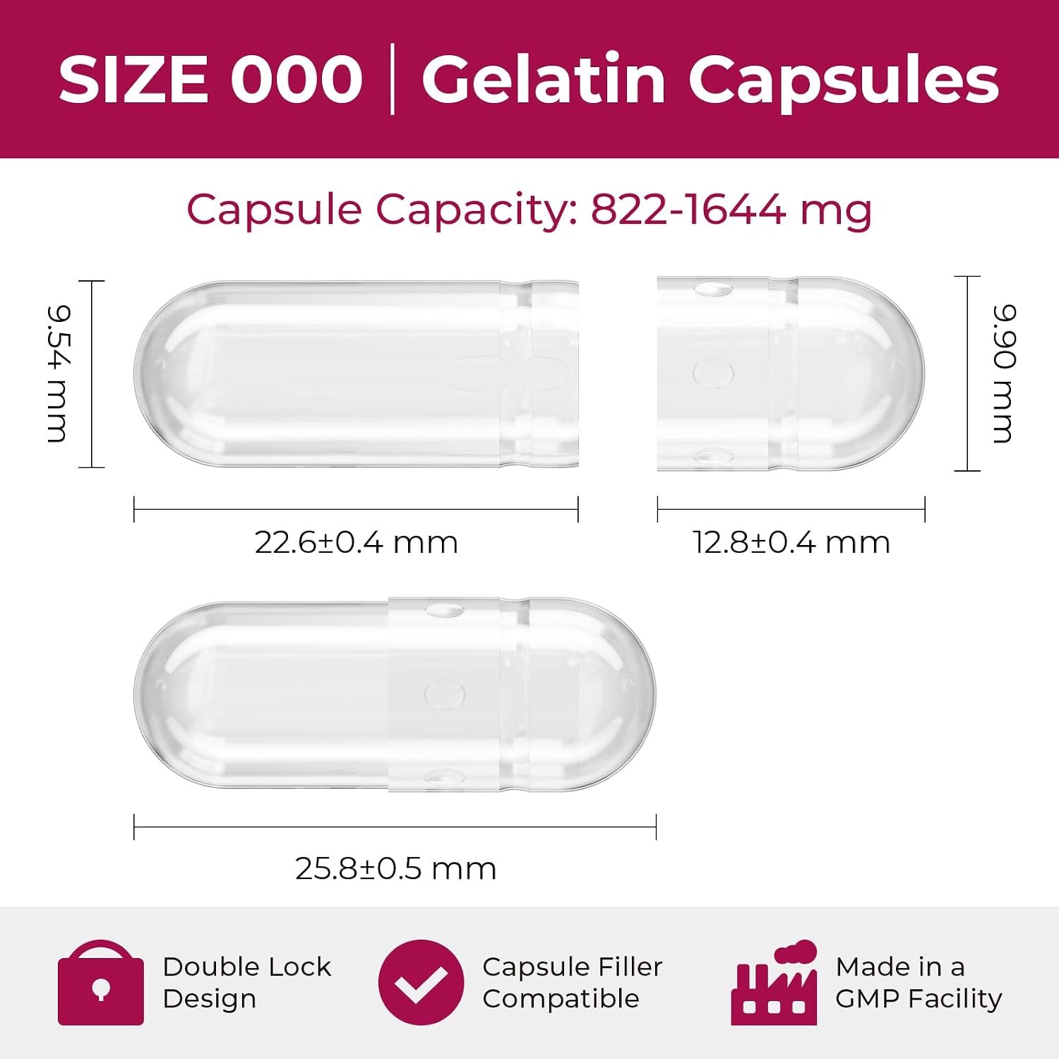 ATLEMISME Empty Gelatin Capsules Size 000 - 500 Count with 2 Micro Lab Spoons - görsel 2