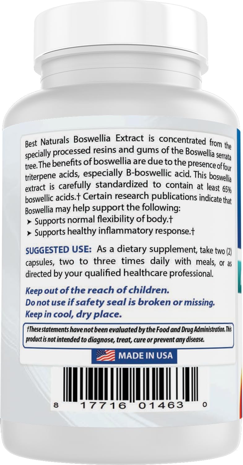 Best Naturals Boswellia Serrata 250 mg, 120 Capsules - Standardised to 65% Boswellic Acid - görsel 7