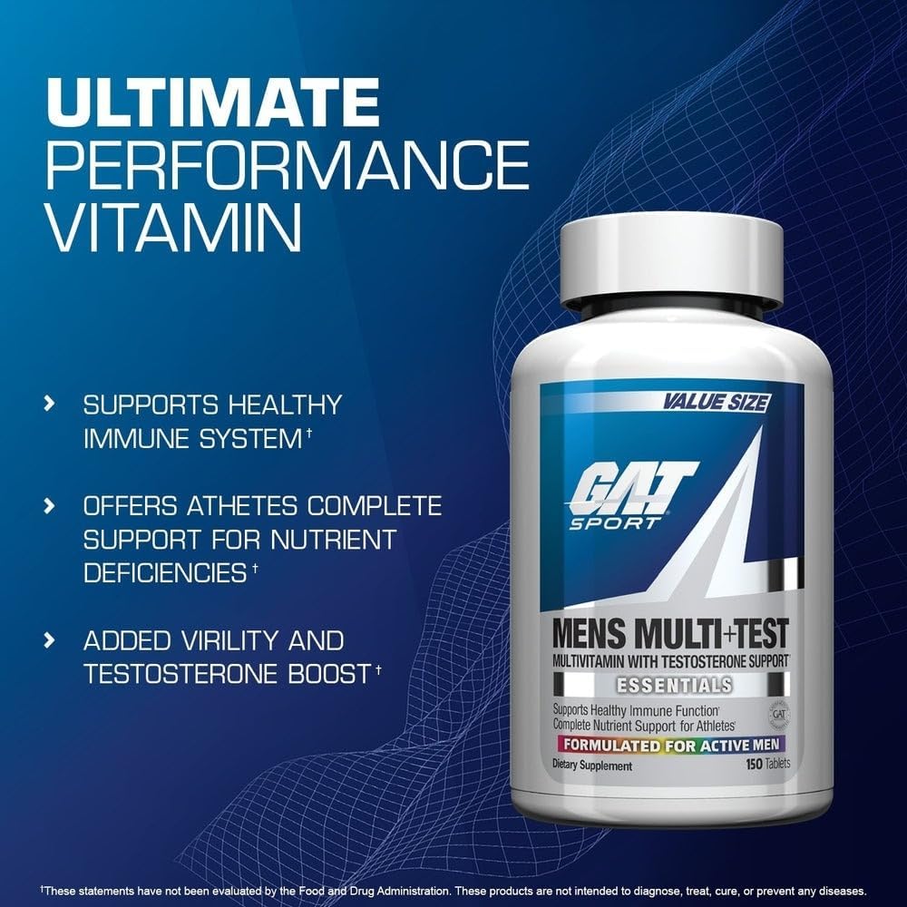 GAT SPORT Men's Multi + Test - Premium Multivitamin with Testosterone Support (60 Tablets) - görsel 3