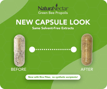 NaturaNectar Green Bee Propolis Capsules - NSF Certified Brazilian Green Propolis, 90 Capsules