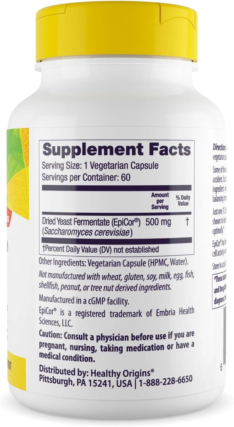 Healthy Origins EpiCor 500 mg, 60 Veggie Capsules - görsel 2