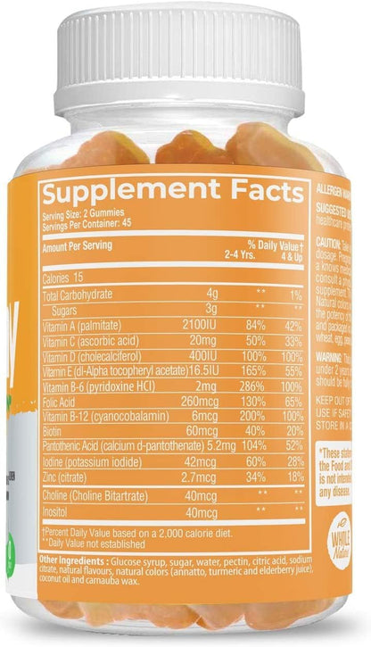 Whole Nature Kids Vitamins - Complete Daily Essentials Children's Multivitamin and Minerals for Overall Wellness, 90 Gummies, Fruit Flavour, No Artificial Sugar, Dairy and Gluten-free