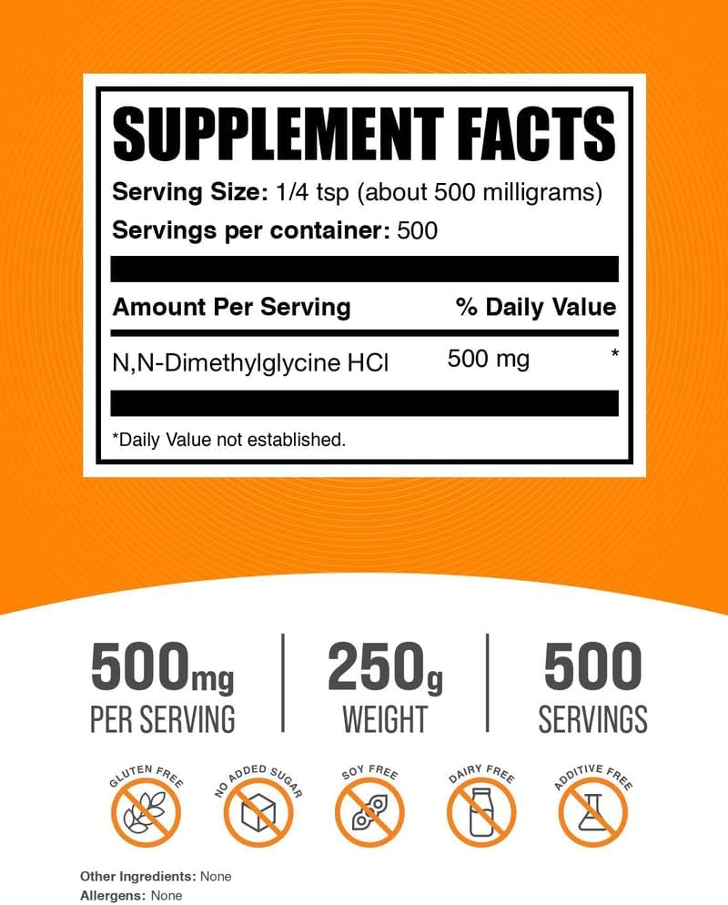 BulkSupplements.com DMG Powder - N,N-Dimethylglycine HCl Food Supplement (500mg per Serving, 250g) - görsel 2